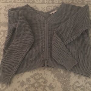 Gray V-Neck Women Sweater